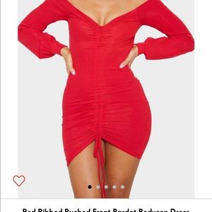 Red Ribbed Bodycon dress PrettylittleThing